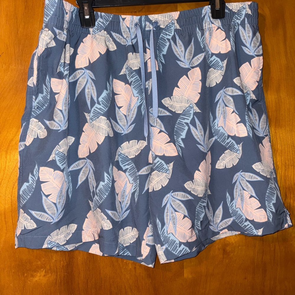 Blue Floral Mens Swim Shorts